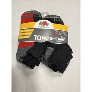 fruit of the loom boys no show ankle socks black 10 pairs size medium shoe 9-2.5